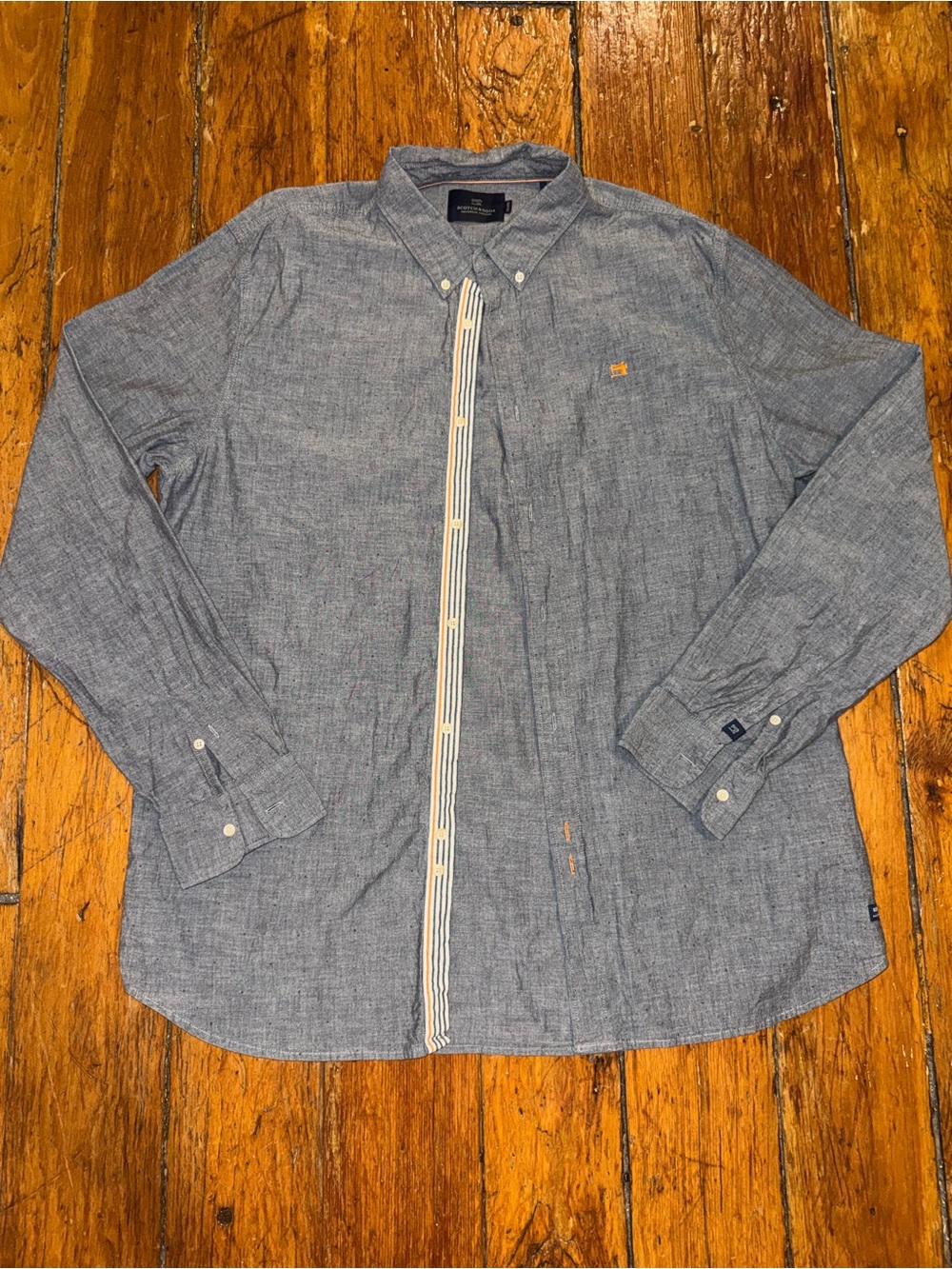 Scotch & Soda Men's Button-Down Shirt in Heather Blue - Casual Oxford